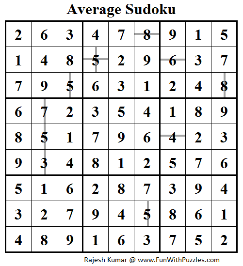 Average Sudoku (Daily Sudoku League #101) Solution