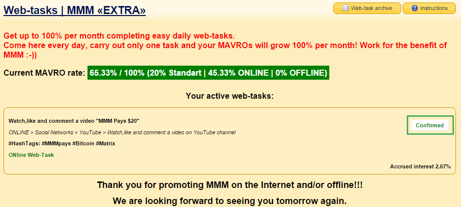 Extra tasks. Extra task. Mmm Global Republic of Bitcoin.