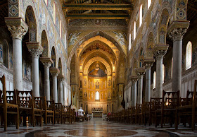 Inside the cathedral at Monreale, just outside Palermo, with its fabulous Byzantine mosaics