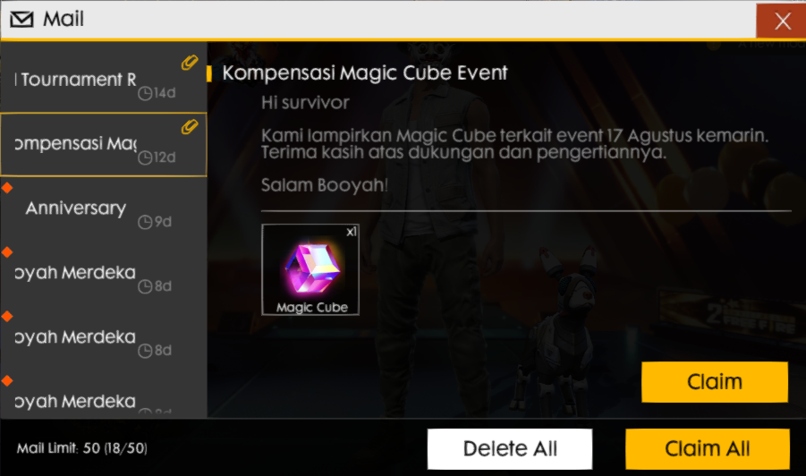 Kompensasi Magic Cube Gratis Event Kemerdekaan 17 Agustus