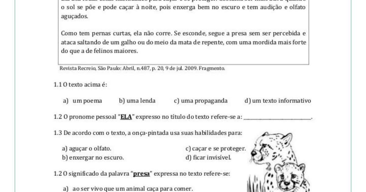 Atividade 5º ano Inferir o sentido