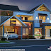 Cute night view Kerala home design