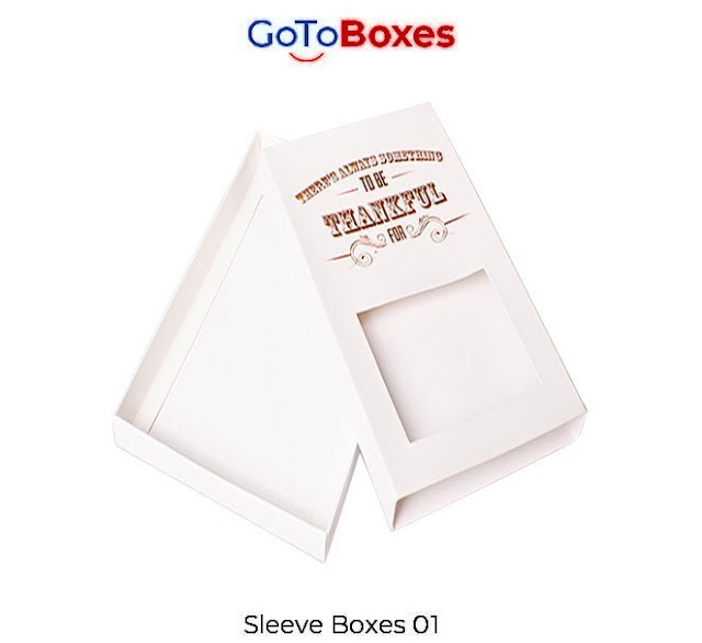 Get Custom Sleeve Boxes for making your product unique and attractive. Place your order at GoToBoxes and get many reasonable and affordable offers at wholesale also free shipping of your product.