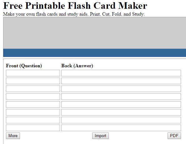 Flash Card Maker Sample Image