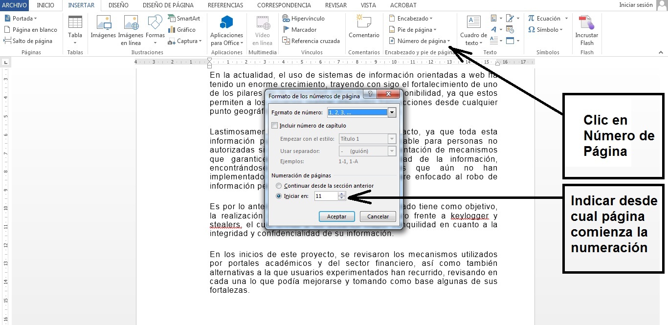 Enumerar desde la página de Introducción en Word 2007 / 2010 / 2013 / 2016 Enumerar desde la página de Introducción en Word 2007 / 2010 / 2013 / 2016