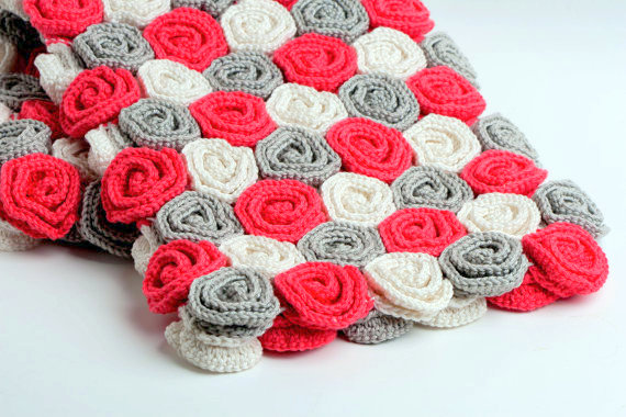 Rose flower blanket Crochet Pattern