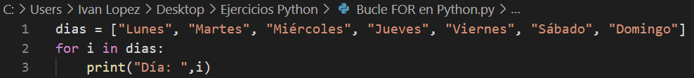 Bucle FOR en Python Ejemplo de uso