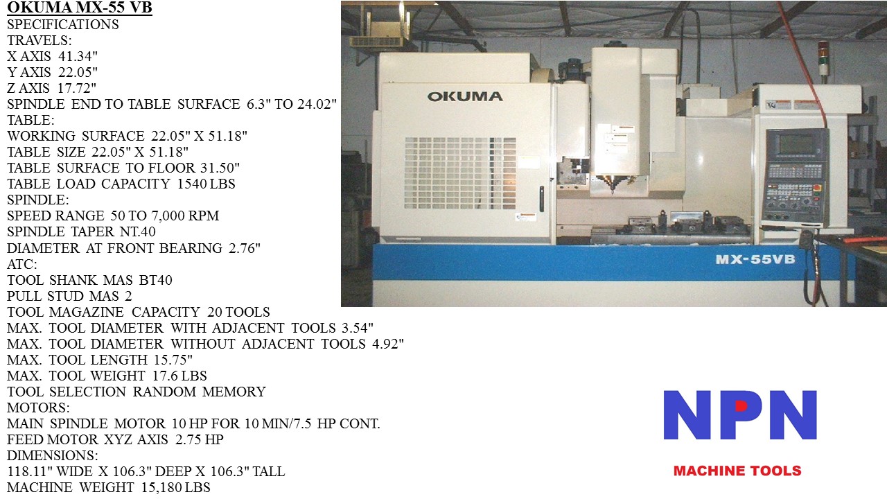 NPN Machine Tools OKUMA MX55 VB