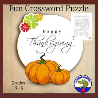 Thanksgiving Crossword Puzzle 1 https://www.teacherspayteachers.com/Product/Thanksgiving-Crossword-Puzzle-with-Word-Bank-Fun-Facts-5043162