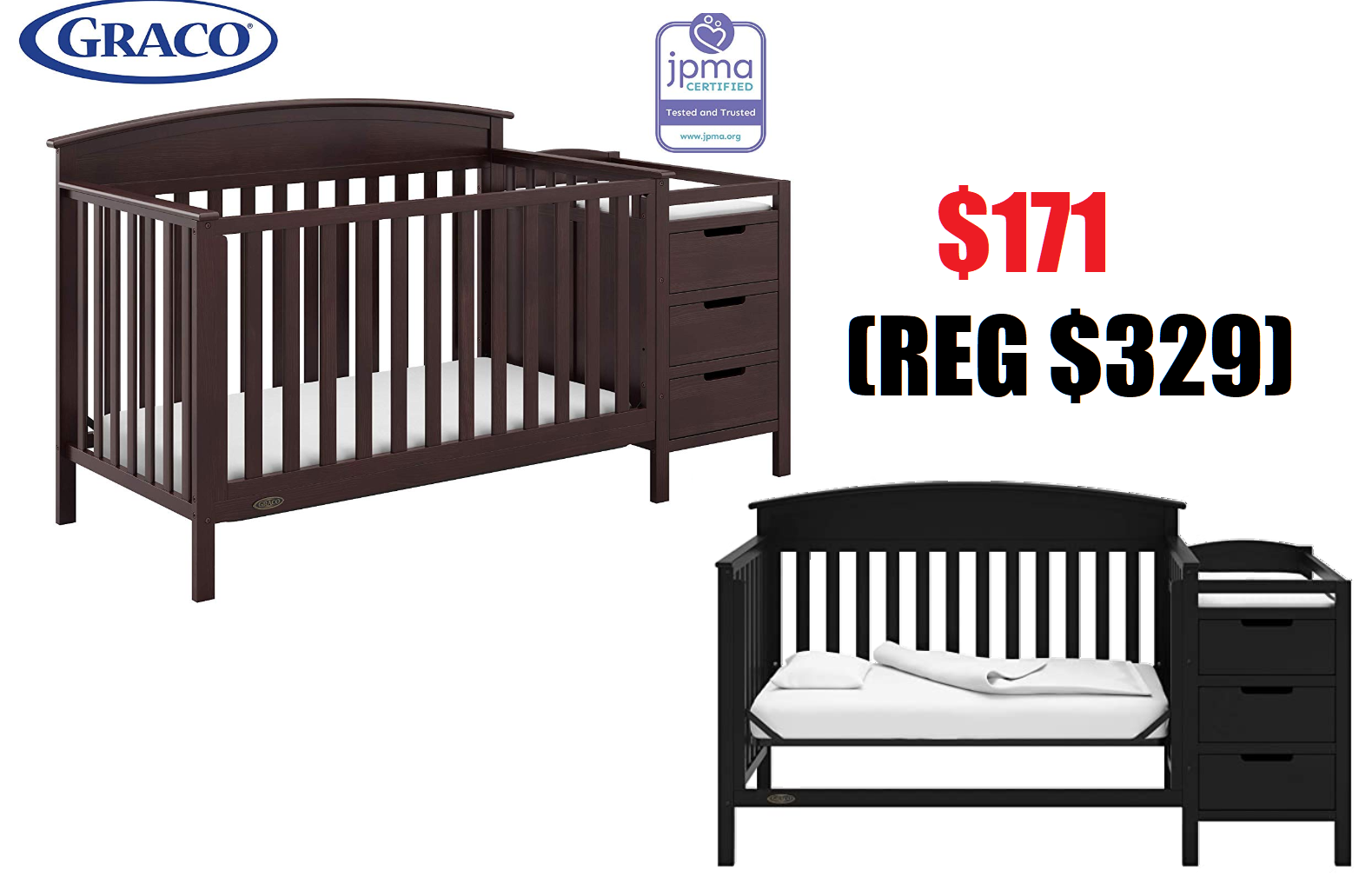Graco Benton 4in1 Convertible Crib and Changing Table 171.77 (Reg