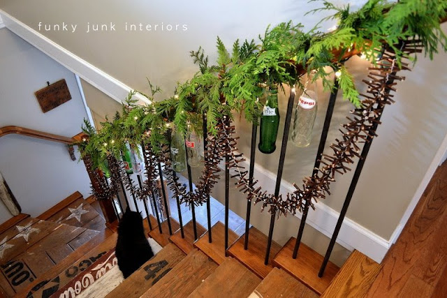 A Christmas garland made from twigs via https://www.funkyjunkinteriors.net/