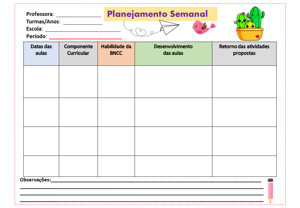 A Arte De Educar Modelo De Planejamento Semanal Pronto 3552