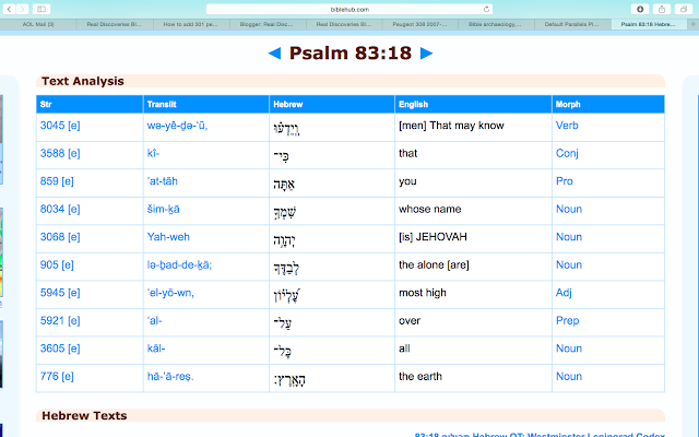 Psalm 83:18. Hebrew, English