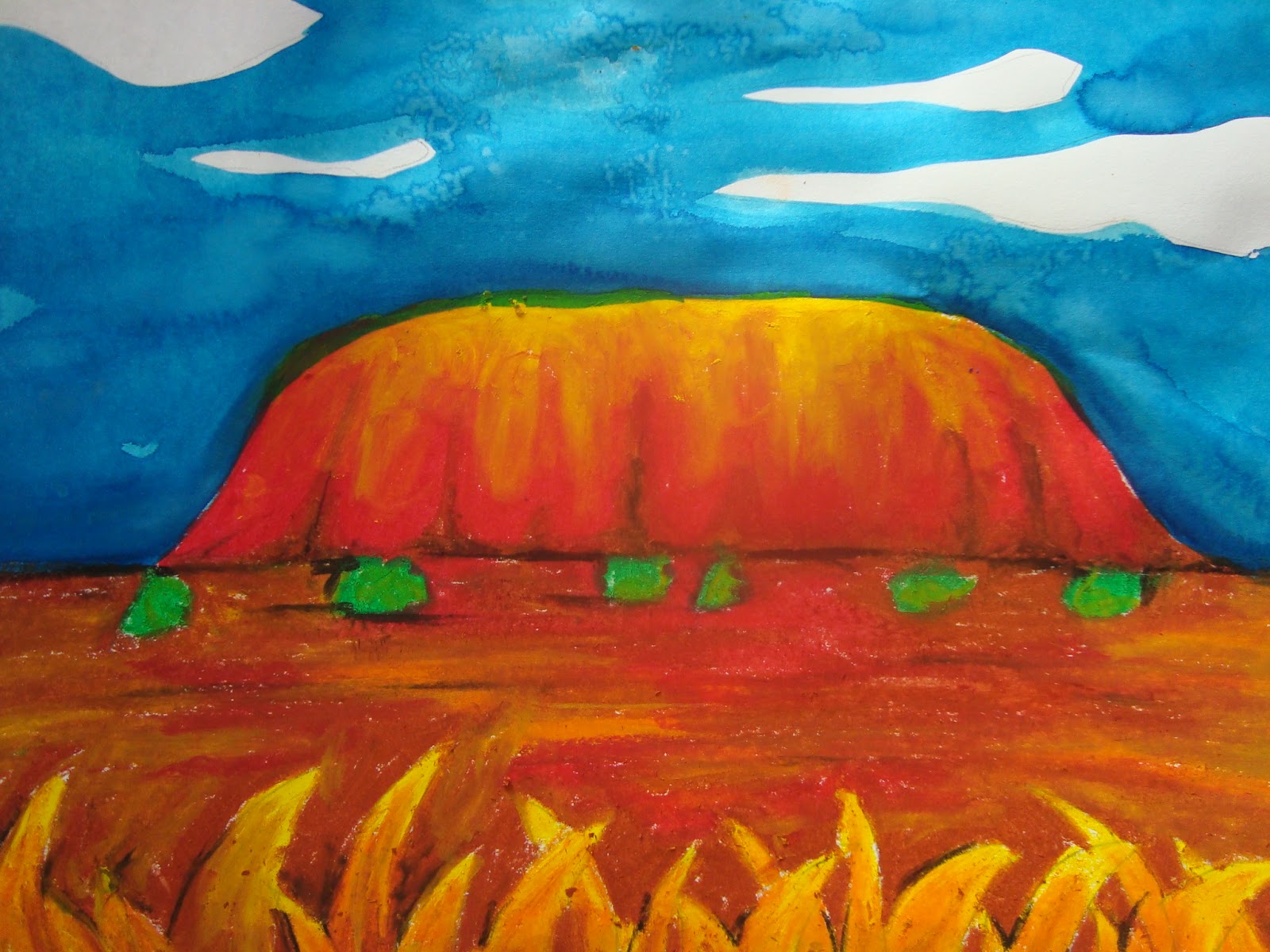 Once upon an Art Room Uluru in Oil Pastel and Ink