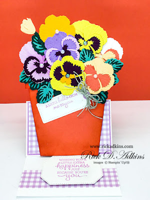 I am going to share with you a fun Pansy Patch Flower Pot Easel Card using the Pansy Patch Bundle from Stampin' Up!  Click here to learn more