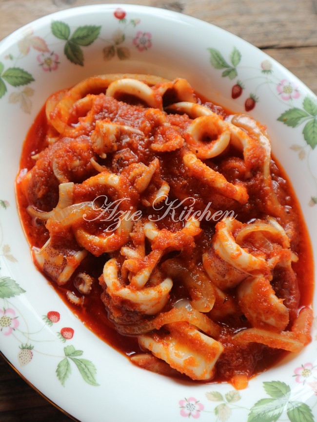 Sambal Tumis Sotong dan Teknik Menumis Sambal - Azie Kitchen
