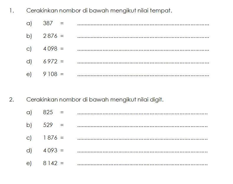 Latihan - Nombor Bulat (5)  MATEMATIK KSSR TAHUN 3