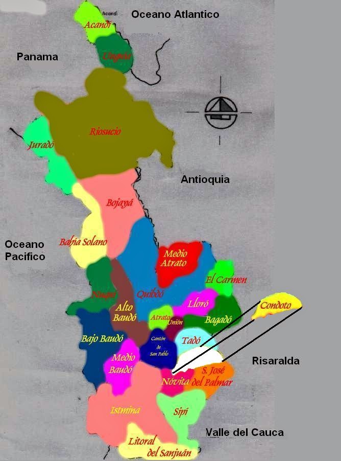 Nuevochoco Mapa de Colombia, Municipios del Chocó