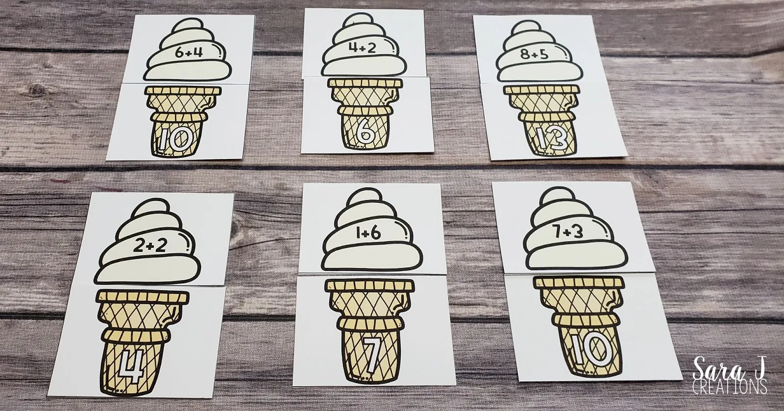 These free ice cream addition puzzles are perfect for helping your kindergartner or first grader practice their math facts.