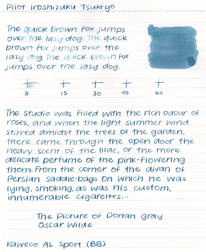 review pilot iroshizuku tsukiyo ink between the teeth