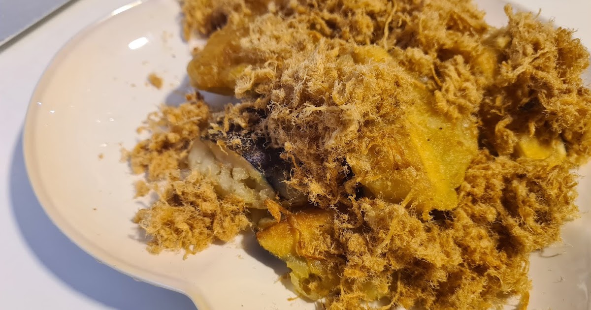 Deep fried egg plant with pork floss