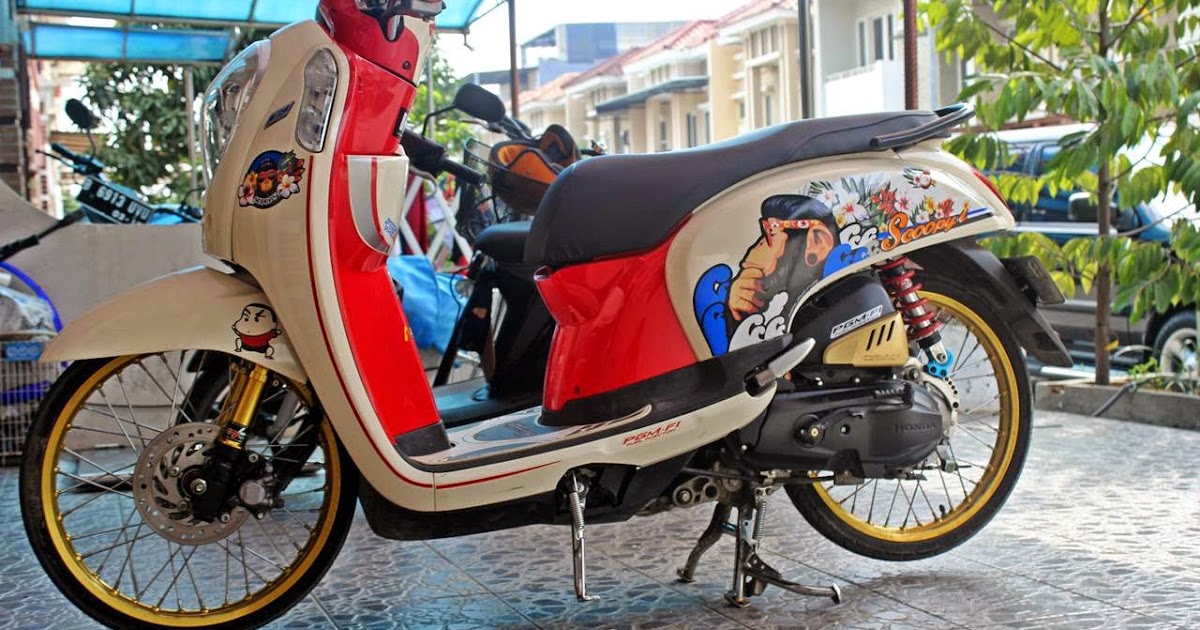 Gambar Modifikasi Motor Scoopy Merah Terbaru Customotto