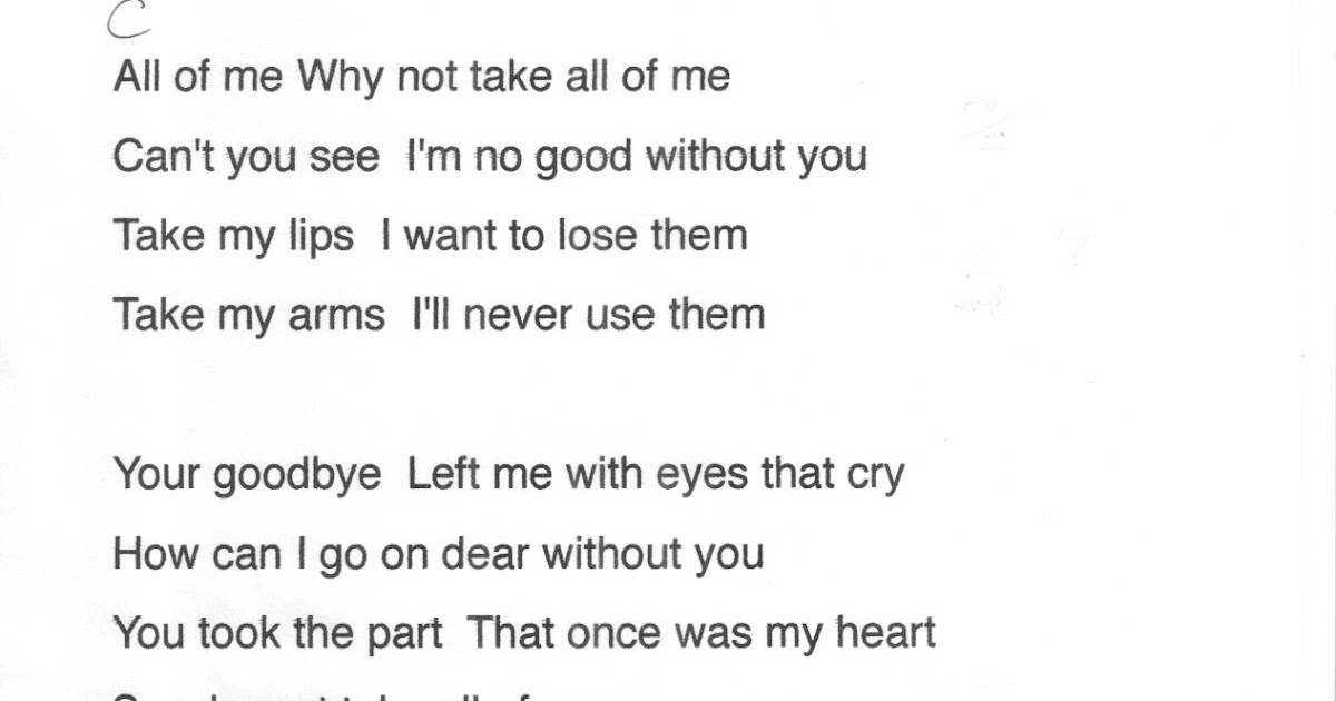 All of Me Chord & Lyrics All of Me Chord & Lyrics