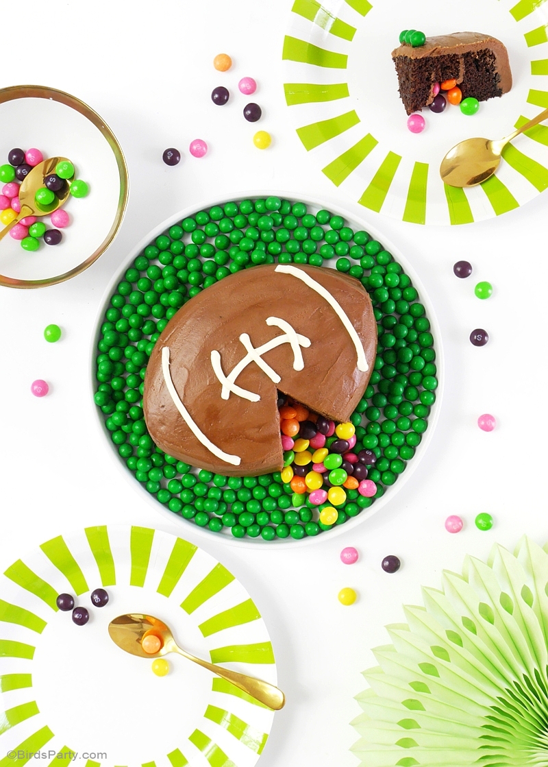American Football Surprise Cake Recipe & DIY Instructions - BirdsParty.com