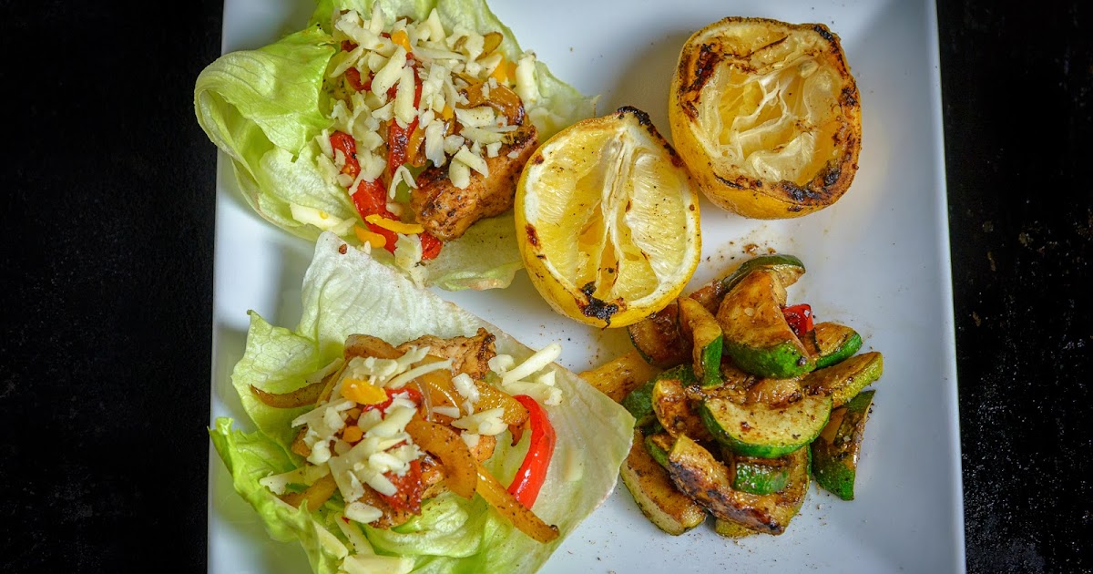 Healthy Chicken Fajita Lettuce Wraps and Mexican Spiced Zucchini on the