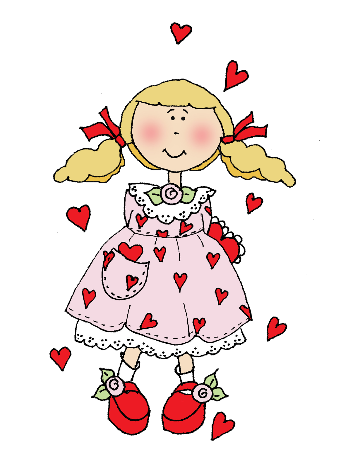 Free Dearie Dolls Digi Stamps: Valentine and Hearts