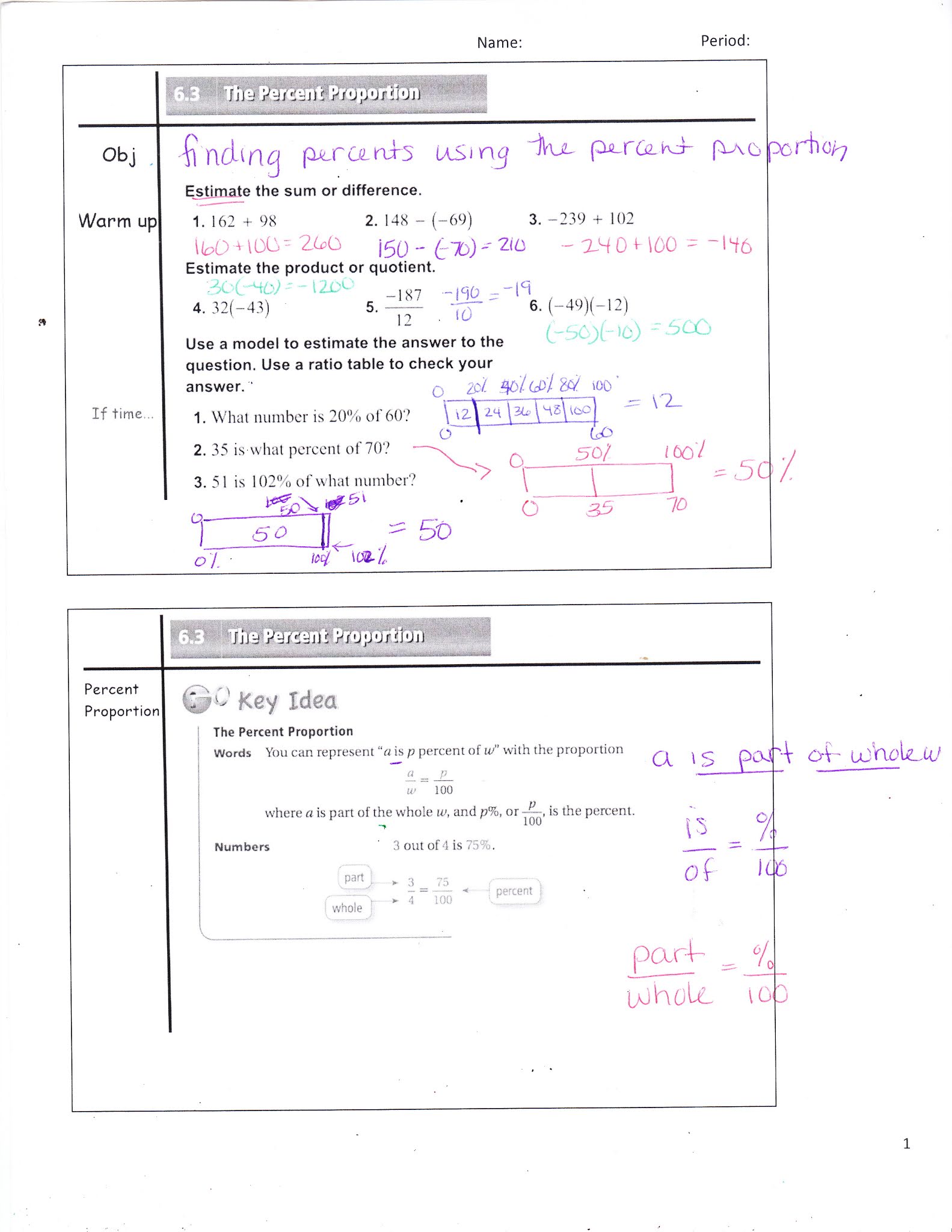 Ms. Jean's Classroom Blog: 6.3 The Percent Proportion