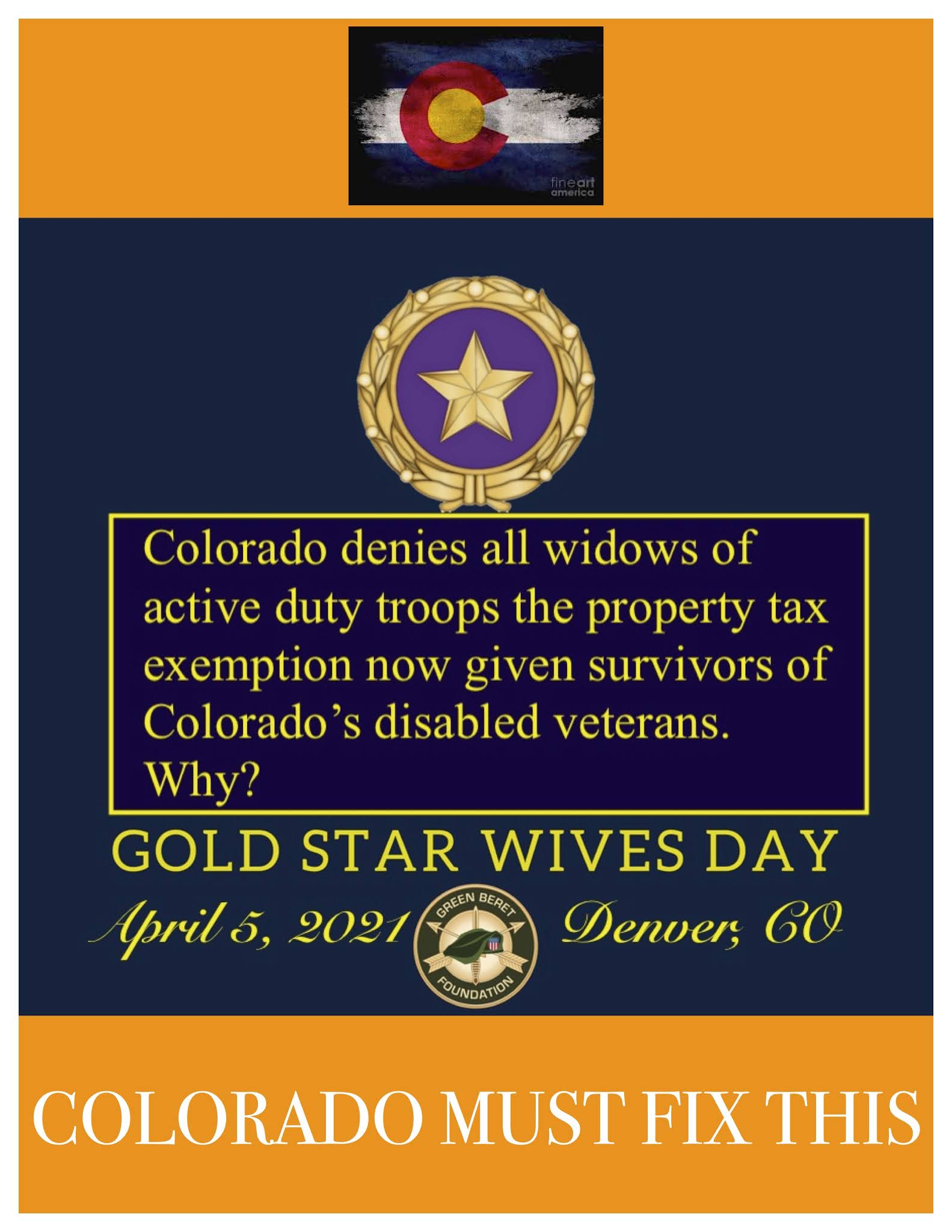 Gold Star Widows Deserve Colorado's "Disabled Veteran Survivors