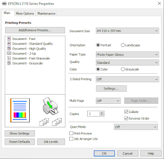settingan print foto glossy printer Epsnon