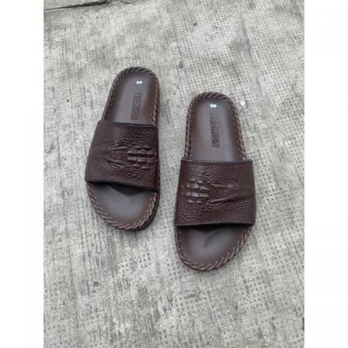 Dép quai da bò dập Vân cá sấu nâu 5 f569ad790 f029 49a6 8bf3