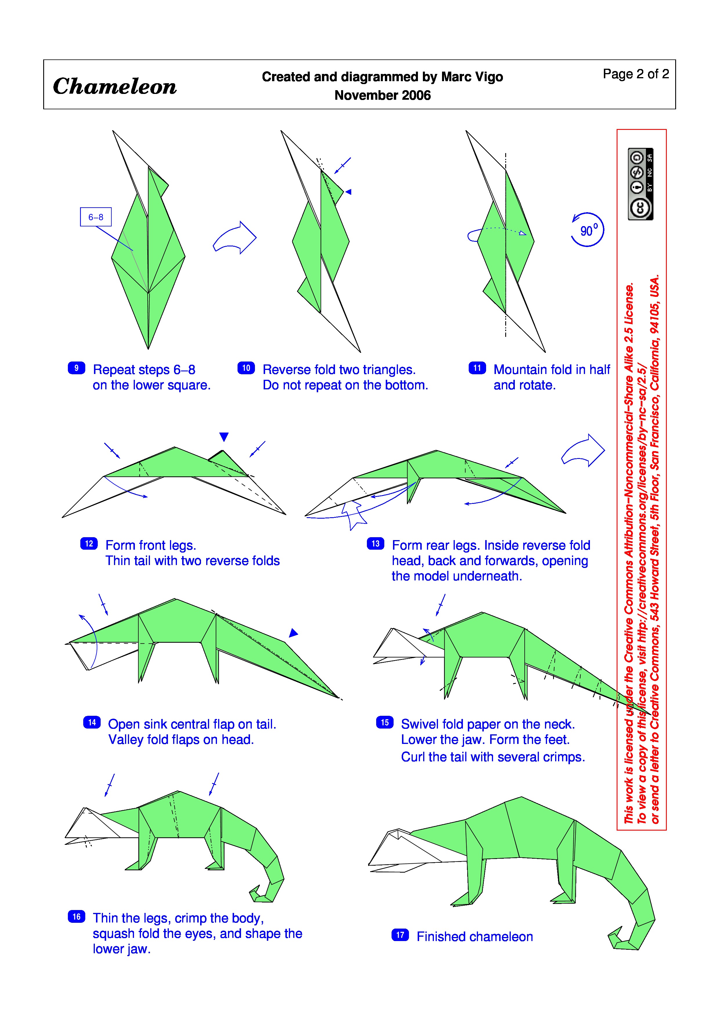 Origami tutorial chameleon (M Vigo)