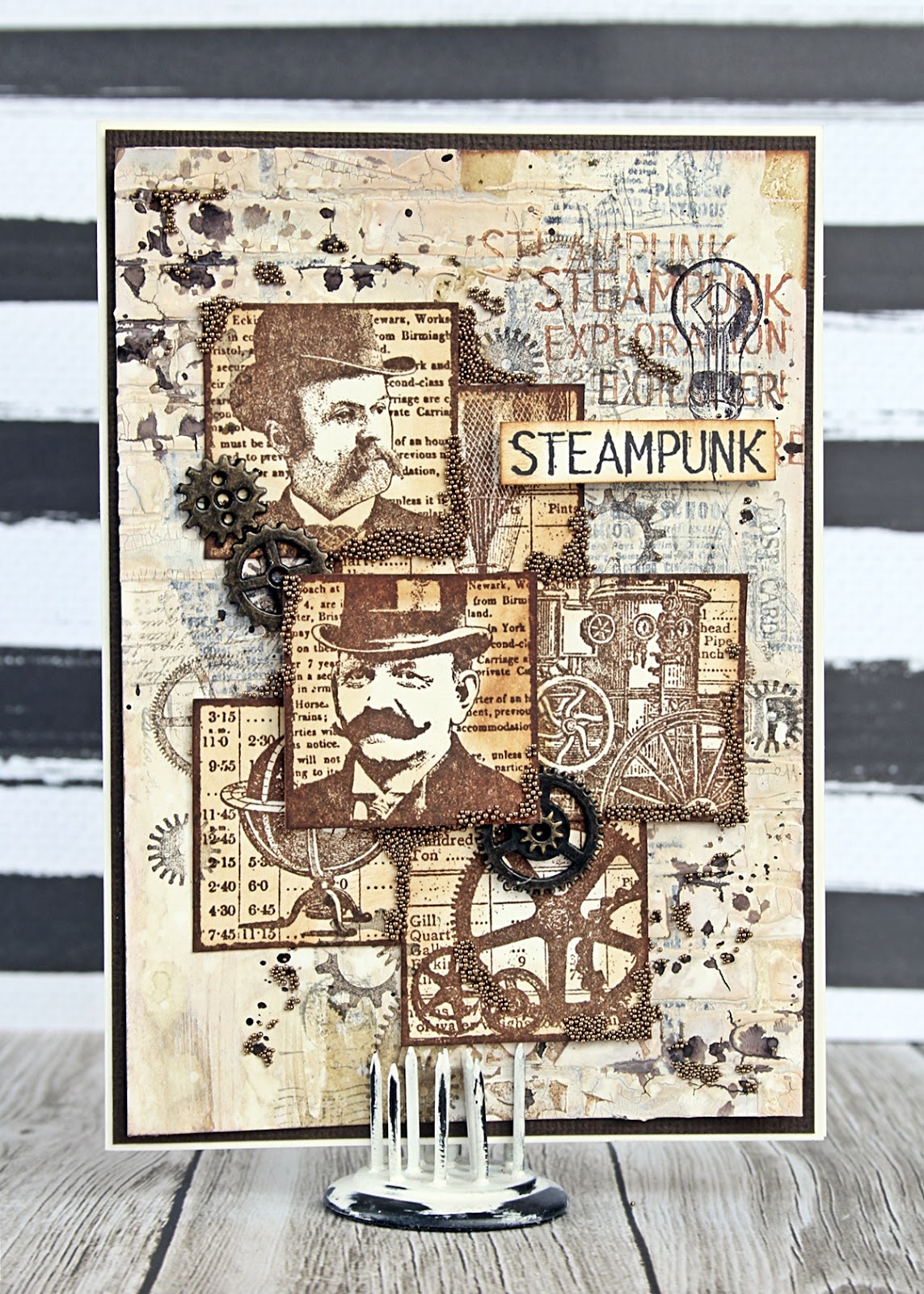 The Tamarisk Darkroom Door Steampunk Squares Collage Stamp cards