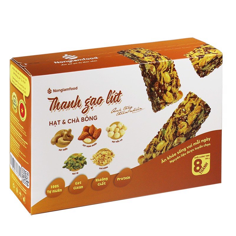 [COMBO FREESHIP & QUÀ] 4 Hộp Thanh Gạo Lứt Hạt & Chà Bông Nông Lâm Food