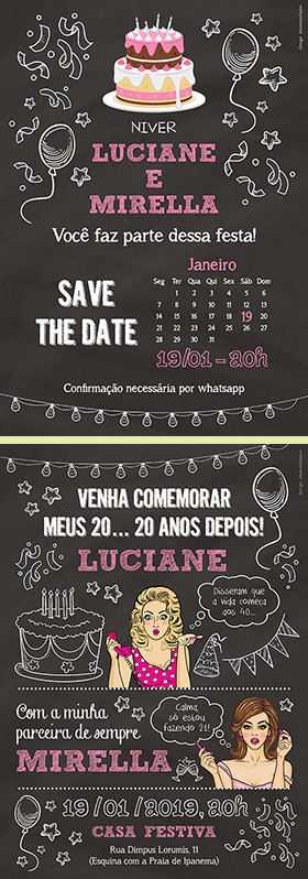 "Save the date" e convite para aniversário