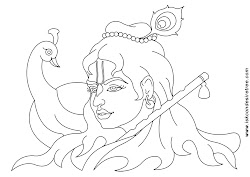 krishna drawing face lord line painting outline sketches paintings colouring drawings mural hindu pages getdrawings iskcondesiretree