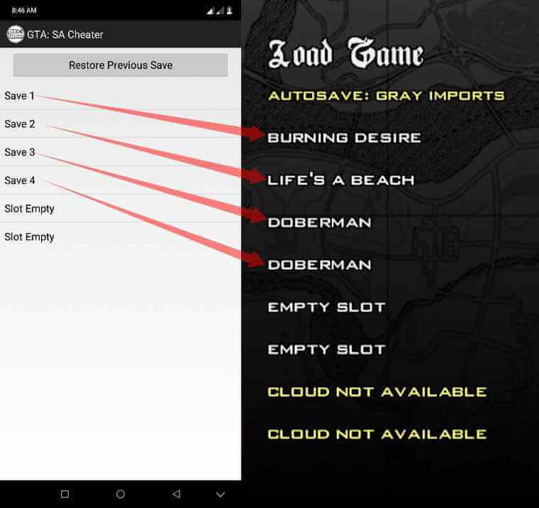 How do the cheats for GTA Android work