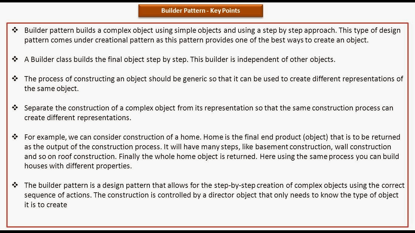 JAVA EE Builder Design Pattern Keypoints