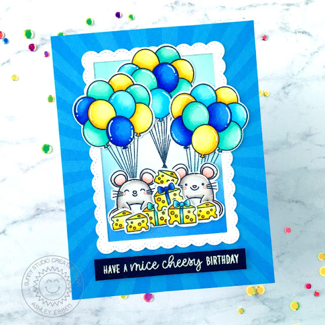 Sunny Studio Stamps: Floating By Fancy Frame Dies Merry Mice Birthday Card by Ashley Ebben Sunny Studio Stamps: Floating By Fancy Frame Dies Merry Mice Birthday Card by Ashley Ebben