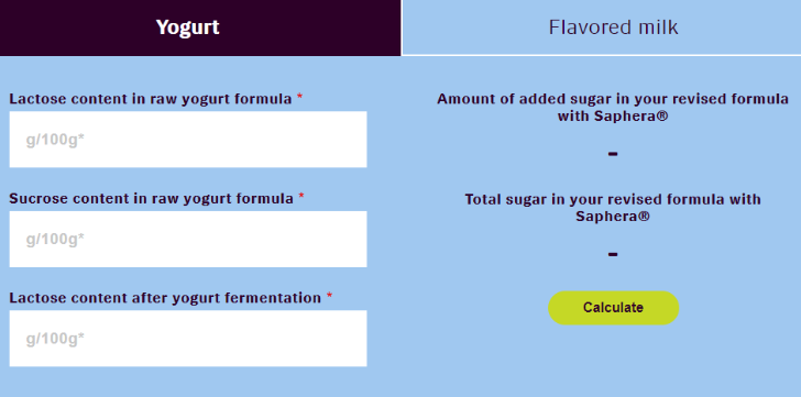 Try the Sweetness Calculator to estimate the potential sugar reduction in dairy products by using the lactase Saphera®