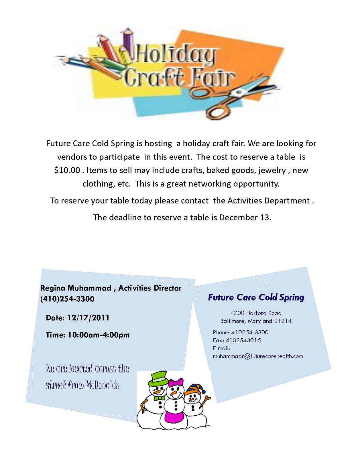 Hamilton Lauraville Main Street News Call for Vendors Holiday Craft