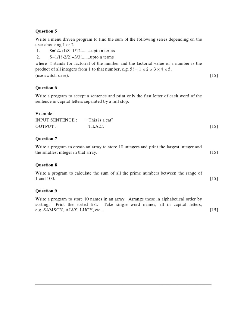 ICSE Computer Board Papers Class 10