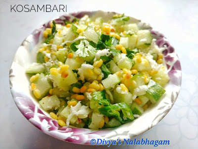Kosambari |  Cucumber Moong Dal Kosambari | Koshambari Salad