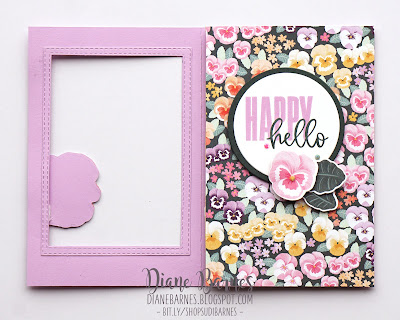 Handmade hello tri fold card made with Stampin Up Pansy Petals bundle, Pansy Garden paper and Biggest Wish stamp set. Card by Di Barnes - colourmehappydi  - stampin up demonstrator in Sydney Australia