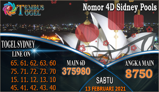 Nomor 4D Togel Sidney Hari Sabtu 13 Februari 2021