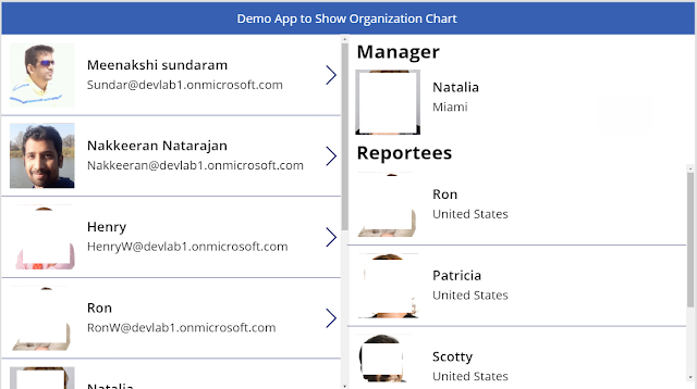 PowerApps - Shows user list along with reporting details