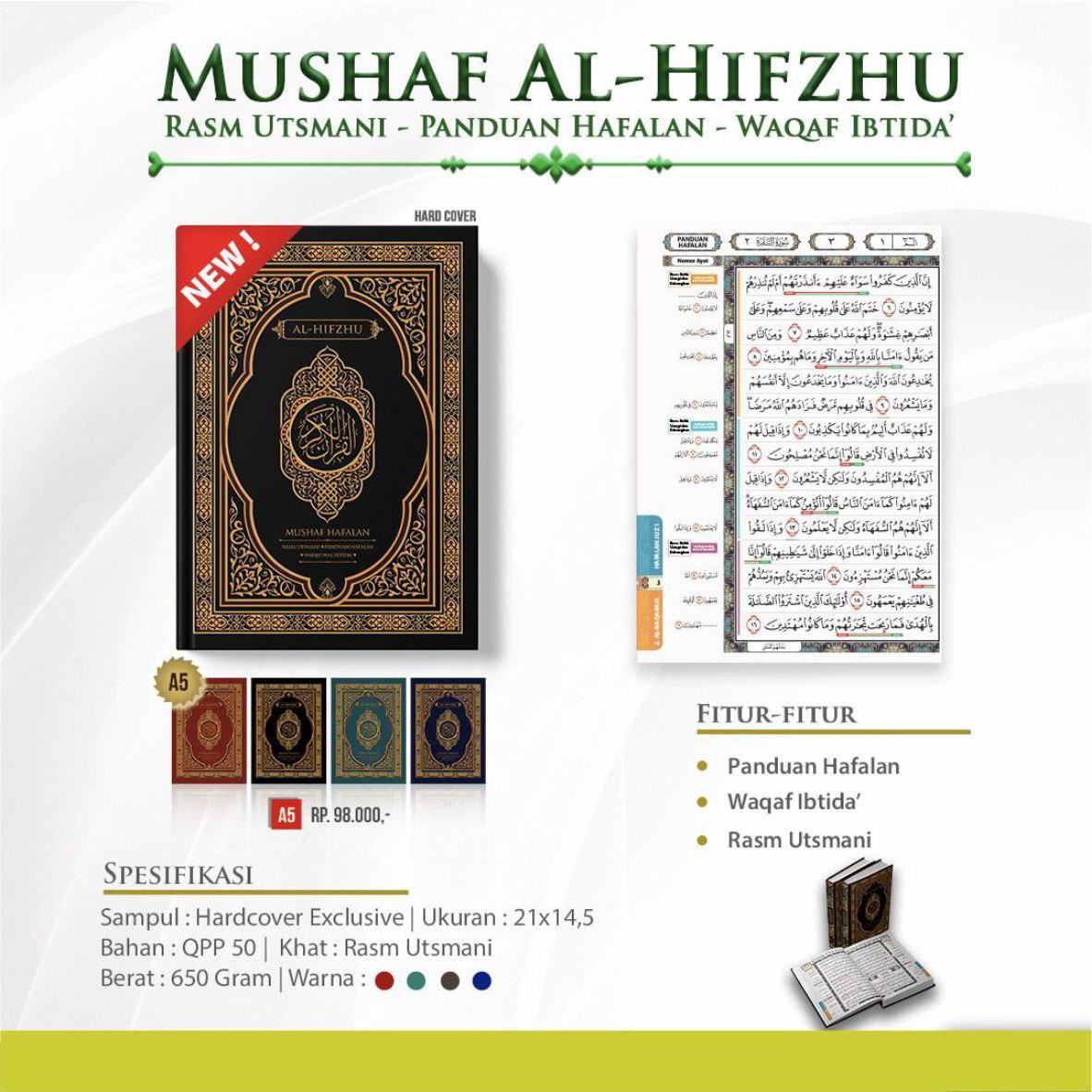 Mushaf Al Quran Hafalan Al Hifzhu Ukuran A5